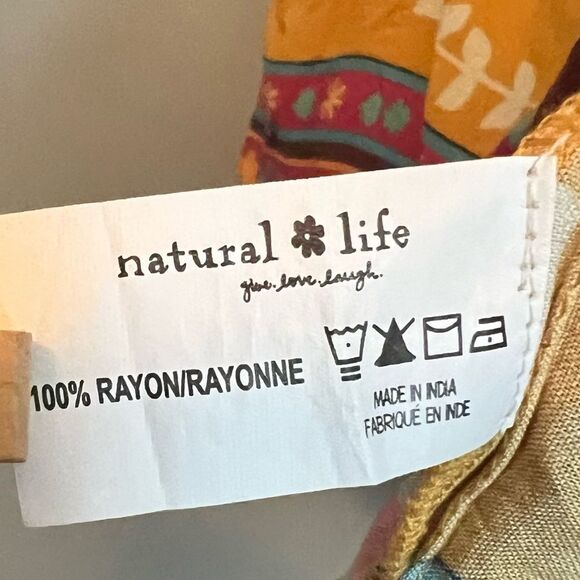 Natural Life NEW Maribel Floral Boho Tunic Top Yellow Pink Tassel Detail Size L - Picture 5 of 5